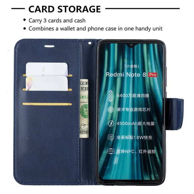 For Xiaomi Redmi Note 8Pro Retro Lambskin Texture Pure Color Horizontal Flip PU Leather Case with Holder & Card Slots & Wallet & Lanyard(Blue) - Xiaomi Cases by buy2fix | Online Shopping UK | buy2fix
