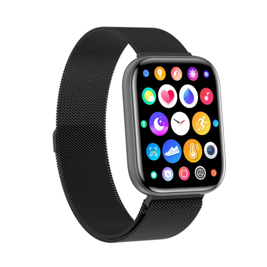 G69 1.69 inch Square Color Screen IP68 Waterproof Smart Watch, Support Blood Pressure Monitoring / Sleep Monitoring / Heart Rate Monitoring, Style: Steel Strap(Black) by buy2fix