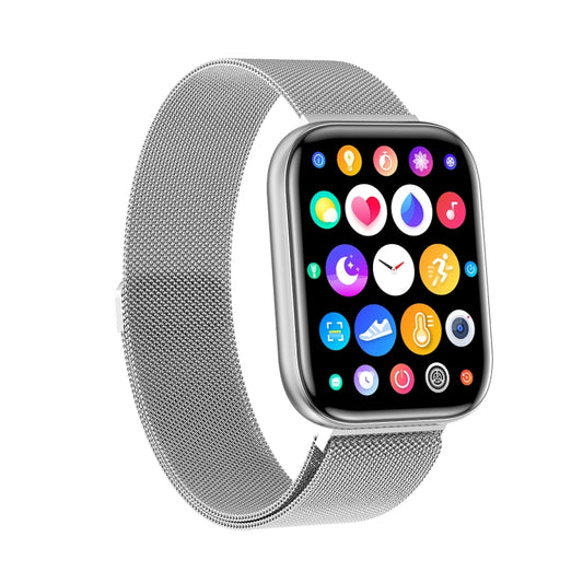 G69 1.69 inch Square Color Screen IP68 Waterproof Smart Watch, Support Blood Pressure Monitoring / Sleep Monitoring / Heart Rate Monitoring, Style: Steel Strap(Silver) by buy2fix