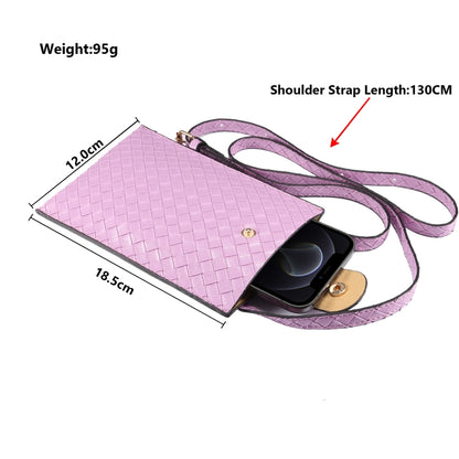 Braided Packing Simple High-end Mobile Phone Bag with Lanyard, Suitable for 6.7 inch Smartphones(Light Purple) - Universal Leather Case by buy2fix | Online Shopping UK | buy2fix