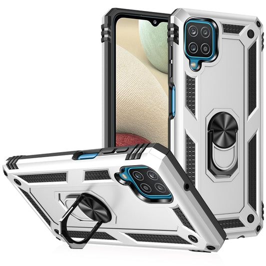 For Samsung Galaxy A12 5G Shockproof TPU + PC Protective Case with 360 Degree Rotating Holder(Silver) by buy2fix