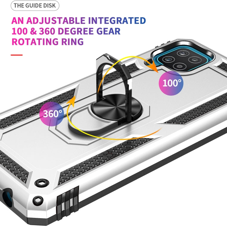 For Samsung Galaxy A12 5G Shockproof TPU + PC Protective Case with 360 Degree Rotating Holder(Silver) by buy2fix