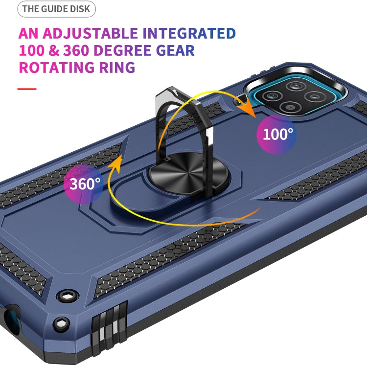 For Samsung Galaxy A12 5G Shockproof TPU + PC Protective Case with 360 Degree Rotating Holder(Blue) by buy2fix