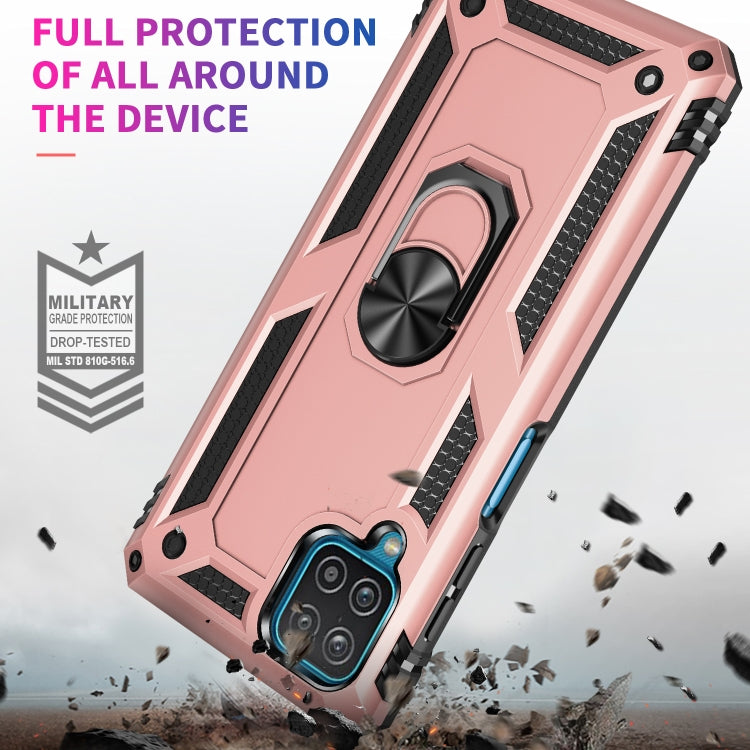 For Samsung Galaxy A12 5G Shockproof TPU + PC Protective Case with 360 Degree Rotating Holder(Rose Gold) by buy2fix