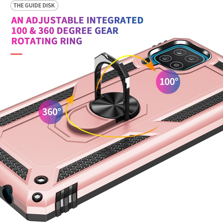 For Samsung Galaxy A12 5G Shockproof TPU + PC Protective Case with 360 Degree Rotating Holder(Rose Gold) by buy2fix