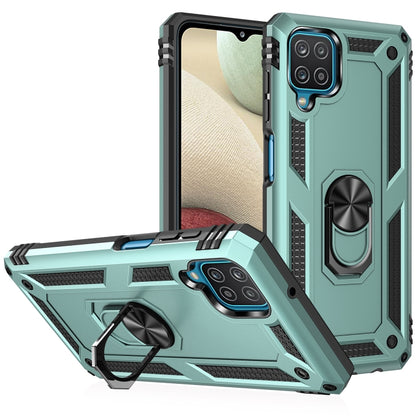 For Samsung Galaxy A12 5G Shockproof TPU + PC Protective Case with 360 Degree Rotating Holder(Green) by buy2fix