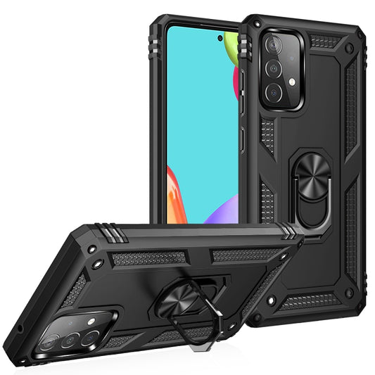 For Samsung Galaxy A52 5G / 4G Shockproof TPU + PC Protective Case with 360 Degree Rotating Holder(Black) - Galaxy Phone Cases by buy2fix | Online Shopping UK | buy2fix