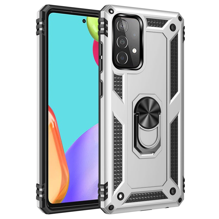 For Samsung Galaxy A52 5G / 4G Shockproof TPU + PC Protective Case with 360 Degree Rotating Holder(Silver) by buy2fix
