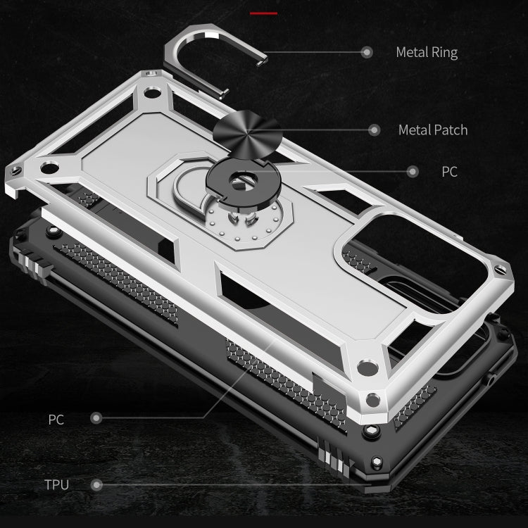 For Samsung Galaxy A52 5G / 4G Shockproof TPU + PC Protective Case with 360 Degree Rotating Holder(Silver) by buy2fix
