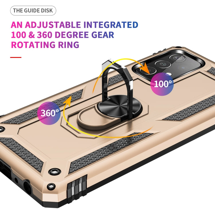 For Samsung Galaxy A52 5G / 4G Shockproof TPU + PC Protective Case with 360 Degree Rotating Holder(Gold) by buy2fix