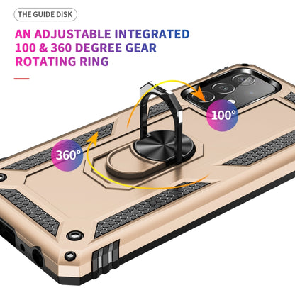 For Samsung Galaxy A52 5G / 4G Shockproof TPU + PC Protective Case with 360 Degree Rotating Holder(Gold) by buy2fix