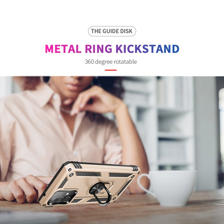 For Samsung Galaxy A52 5G / 4G Shockproof TPU + PC Protective Case with 360 Degree Rotating Holder(Gold) by buy2fix