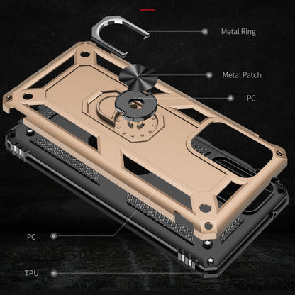For Samsung Galaxy A52 5G / 4G Shockproof TPU + PC Protective Case with 360 Degree Rotating Holder(Gold) by buy2fix