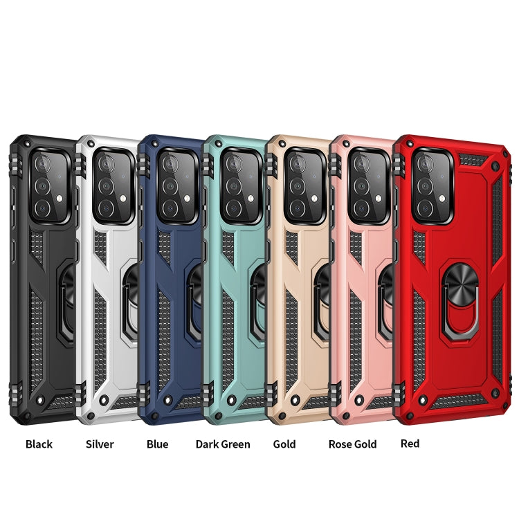 For Samsung Galaxy A52 5G / 4G Shockproof TPU + PC Protective Case with 360 Degree Rotating Holder(Gold) by buy2fix