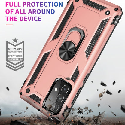 For Samsung Galaxy A52 5G / 4G Shockproof TPU + PC Protective Case with 360 Degree Rotating Holder(Rose Gold) by buy2fix