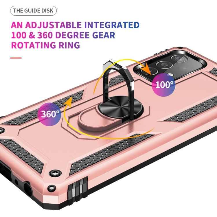 For Samsung Galaxy A52 5G / 4G Shockproof TPU + PC Protective Case with 360 Degree Rotating Holder(Rose Gold) by buy2fix