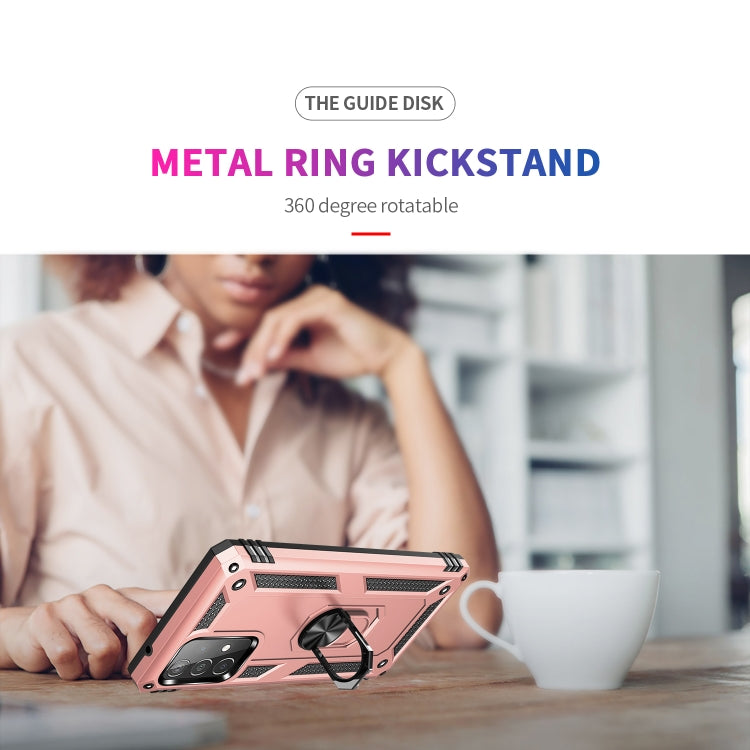 For Samsung Galaxy A52 5G / 4G Shockproof TPU + PC Protective Case with 360 Degree Rotating Holder(Rose Gold) by buy2fix