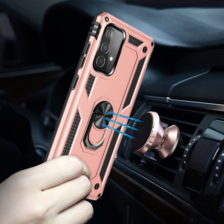 For Samsung Galaxy A52 5G / 4G Shockproof TPU + PC Protective Case with 360 Degree Rotating Holder(Rose Gold) by buy2fix