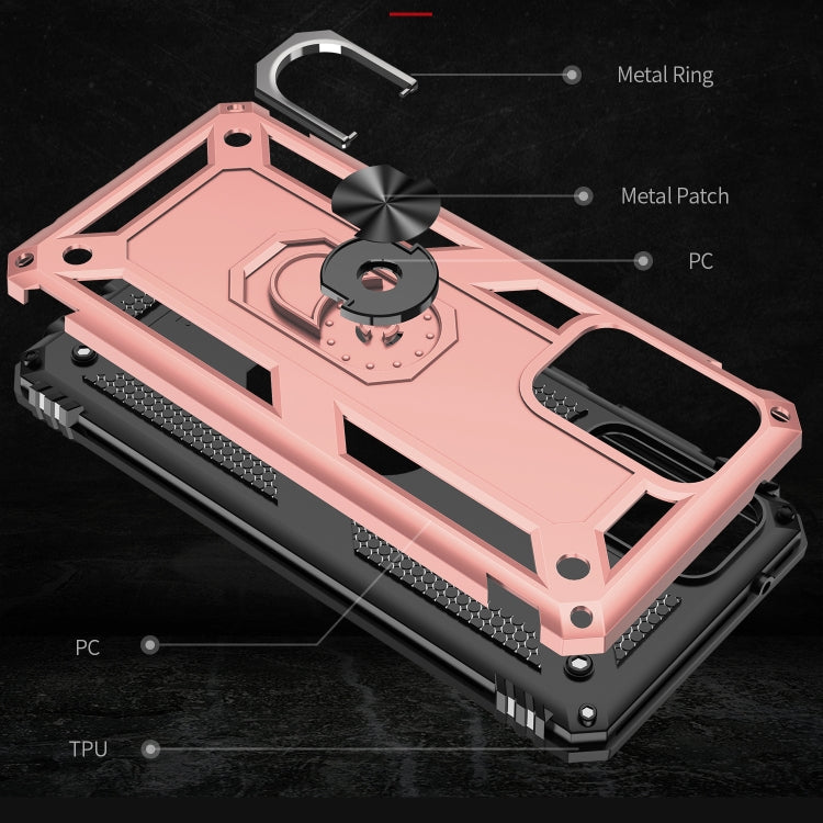 For Samsung Galaxy A52 5G / 4G Shockproof TPU + PC Protective Case with 360 Degree Rotating Holder(Rose Gold) by buy2fix