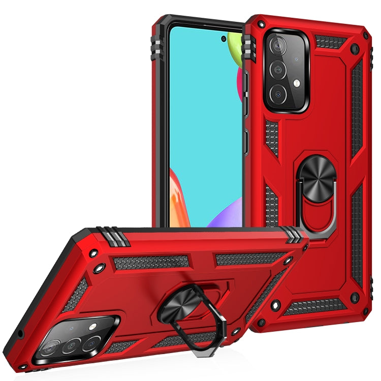 For Samsung Galaxy A52 5G / 4G Shockproof TPU + PC Protective Case with 360 Degree Rotating Holder(Red) by buy2fix