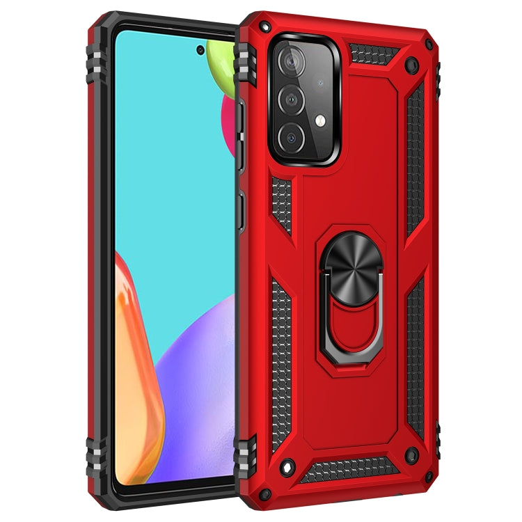 For Samsung Galaxy A52 5G / 4G Shockproof TPU + PC Protective Case with 360 Degree Rotating Holder(Red) by buy2fix