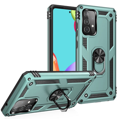 For Samsung Galaxy A52 5G / 4G Shockproof TPU + PC Protective Case with 360 Degree Rotating Holder(Green) by buy2fix