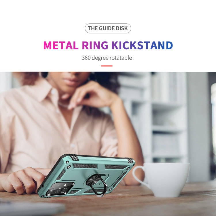 For Samsung Galaxy A52 5G / 4G Shockproof TPU + PC Protective Case with 360 Degree Rotating Holder(Green) by buy2fix