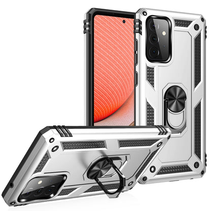 For Samsung Galaxy A72 5G / 4G Shockproof TPU + PC Protective Case with 360 Degree Rotating Holder(Silver) by buy2fix