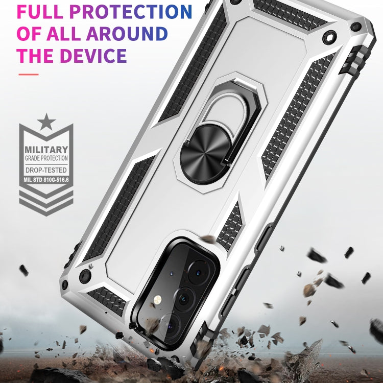 For Samsung Galaxy A72 5G / 4G Shockproof TPU + PC Protective Case with 360 Degree Rotating Holder(Silver) by buy2fix