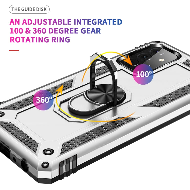 For Samsung Galaxy A72 5G / 4G Shockproof TPU + PC Protective Case with 360 Degree Rotating Holder(Silver) by buy2fix