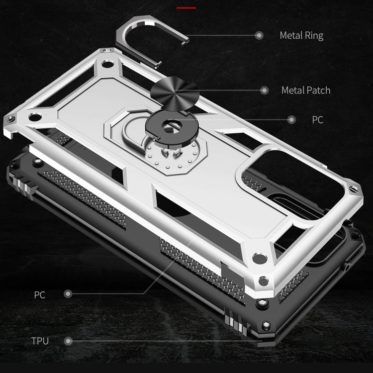 For Samsung Galaxy A72 5G / 4G Shockproof TPU + PC Protective Case with 360 Degree Rotating Holder(Silver) by buy2fix