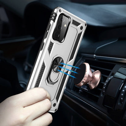 For Samsung Galaxy A72 5G / 4G Shockproof TPU + PC Protective Case with 360 Degree Rotating Holder(Silver) by buy2fix