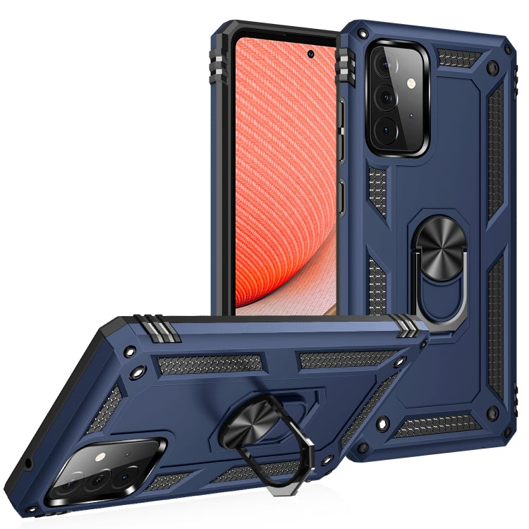 For Samsung Galaxy A72 5G / 4G Shockproof TPU + PC Protective Case with 360 Degree Rotating Holder(Blue) by buy2fix