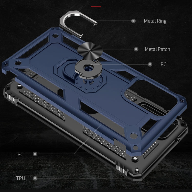 For Samsung Galaxy A72 5G / 4G Shockproof TPU + PC Protective Case with 360 Degree Rotating Holder(Blue) by buy2fix