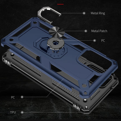 For Samsung Galaxy A72 5G / 4G Shockproof TPU + PC Protective Case with 360 Degree Rotating Holder(Blue) by buy2fix