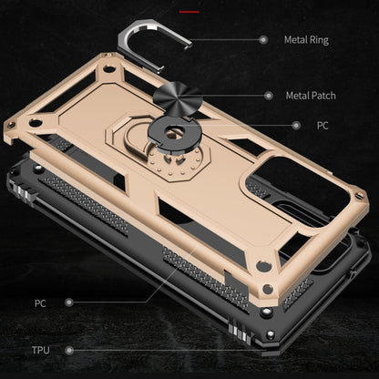 For Samsung Galaxy A72 5G / 4G Shockproof TPU + PC Protective Case with 360 Degree Rotating Holder(Gold) by buy2fix