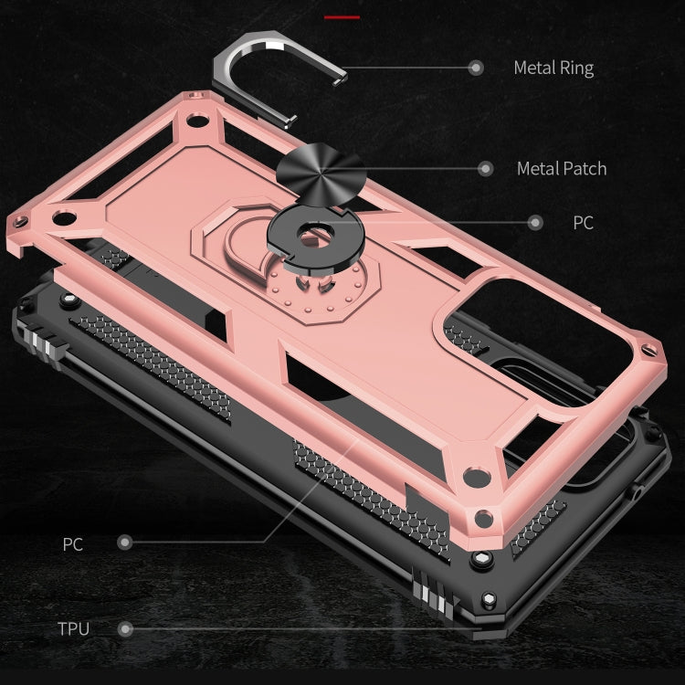 For Samsung Galaxy A72 5G / 4G Shockproof TPU + PC Protective Case with 360 Degree Rotating Holder(Rose Gold) by buy2fix