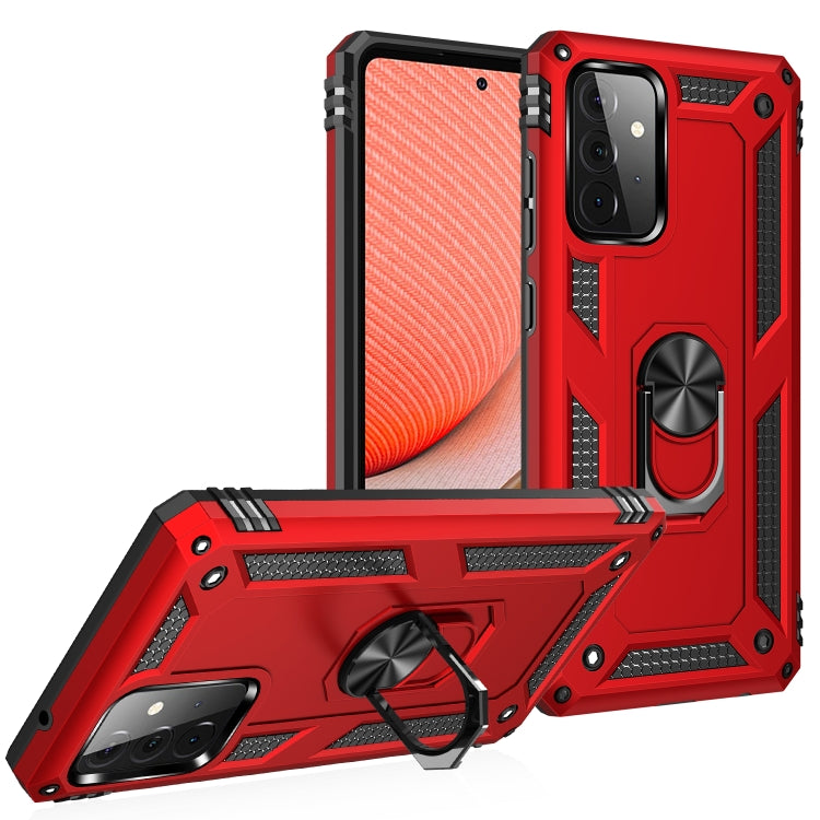 For Samsung Galaxy A72 5G / 4G Shockproof TPU + PC Protective Case with 360 Degree Rotating Holder(Red) by buy2fix