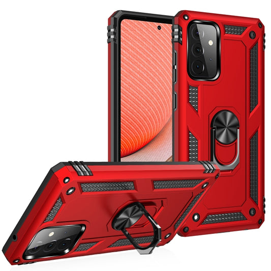 For Samsung Galaxy A72 5G / 4G Shockproof TPU + PC Protective Case with 360 Degree Rotating Holder(Red) by buy2fix