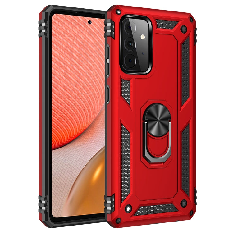 For Samsung Galaxy A72 5G / 4G Shockproof TPU + PC Protective Case with 360 Degree Rotating Holder(Red) by buy2fix