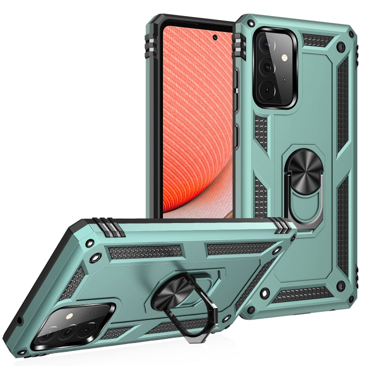 For Samsung Galaxy A72 5G / 4G Shockproof TPU + PC Protective Case with 360 Degree Rotating Holder(Green) by buy2fix