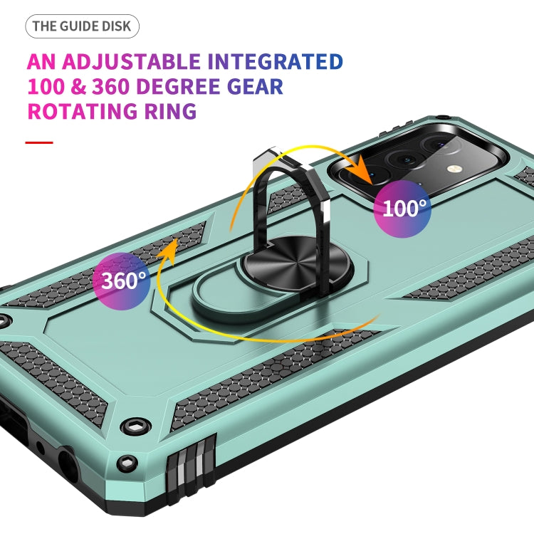 For Samsung Galaxy A72 5G / 4G Shockproof TPU + PC Protective Case with 360 Degree Rotating Holder(Green) by buy2fix