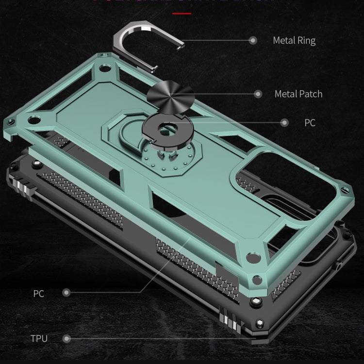 For Samsung Galaxy A72 5G / 4G Shockproof TPU + PC Protective Case with 360 Degree Rotating Holder(Green) by buy2fix