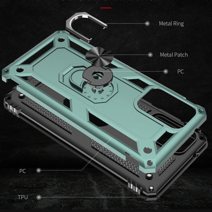 For Samsung Galaxy A72 5G / 4G Shockproof TPU + PC Protective Case with 360 Degree Rotating Holder(Green) by buy2fix