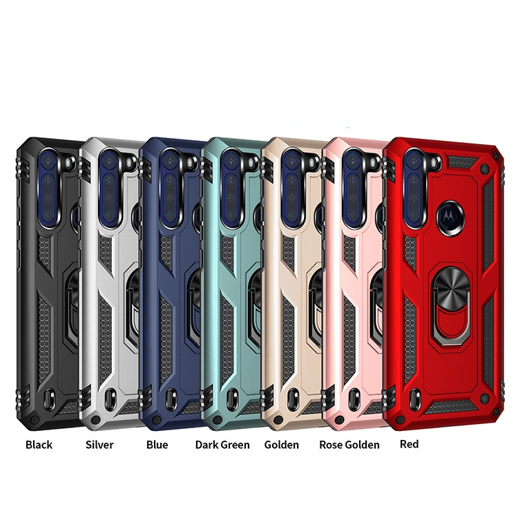 For Motorola Moto One Fusion Shockproof TPU + PC Protective Case with 360 Degree Rotating Holder(Silver) - Motorola Cases by buy2fix | Online Shopping UK | buy2fix