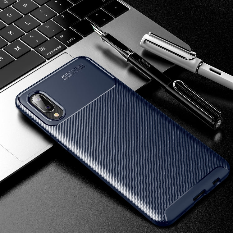 For Samsung Galaxy A02 Carbon Fiber Texture Shockproof TPU Case(Blue) by buy2fix