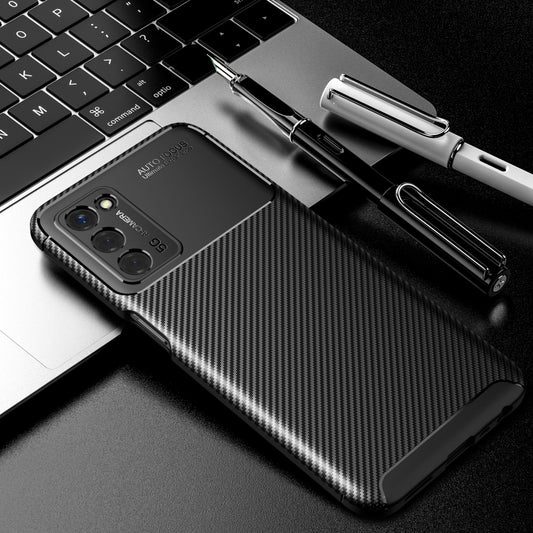For OPPO A55 5G Carbon Fiber Texture Shockproof TPU Case(Black) - OPPO Cases by buy2fix | Online Shopping UK | buy2fix