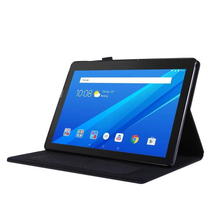 For Lenovo Tab M10 Horizontal Flip TPU + Fabric PU Leather Protective Case with Name Card Clip(Black) - Lenovo by buy2fix | Online Shopping UK | buy2fix