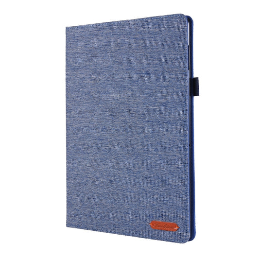 For Lenovo Tab M10 Horizontal Flip TPU + Fabric PU Leather Protective Case with Name Card Clip(Dark Blue) - Lenovo by buy2fix | Online Shopping UK | buy2fix