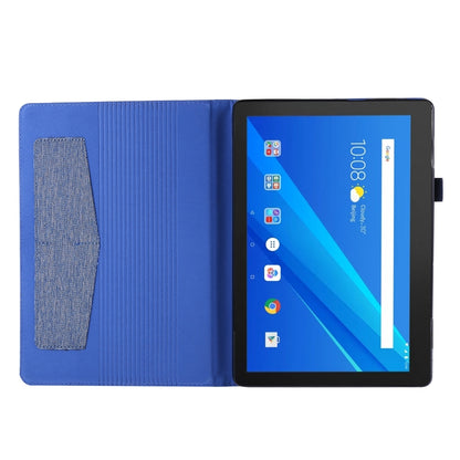 For Lenovo Tab M10 Horizontal Flip TPU + Fabric PU Leather Protective Case with Name Card Clip(Dark Blue) - Lenovo by buy2fix | Online Shopping UK | buy2fix